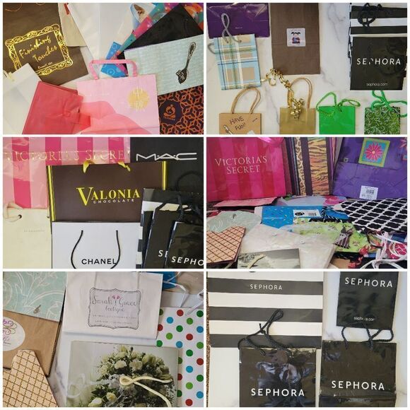 Gift shopping bag bundle Chanel Victoria's Secret Sephora Valonia Mac airlines T - Picture 1 of 16
